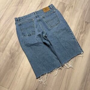 Bugle Boy Jeans Mens 36 Blue Denim Shorts Raw Hem Frayed Vintage 100% Cotton